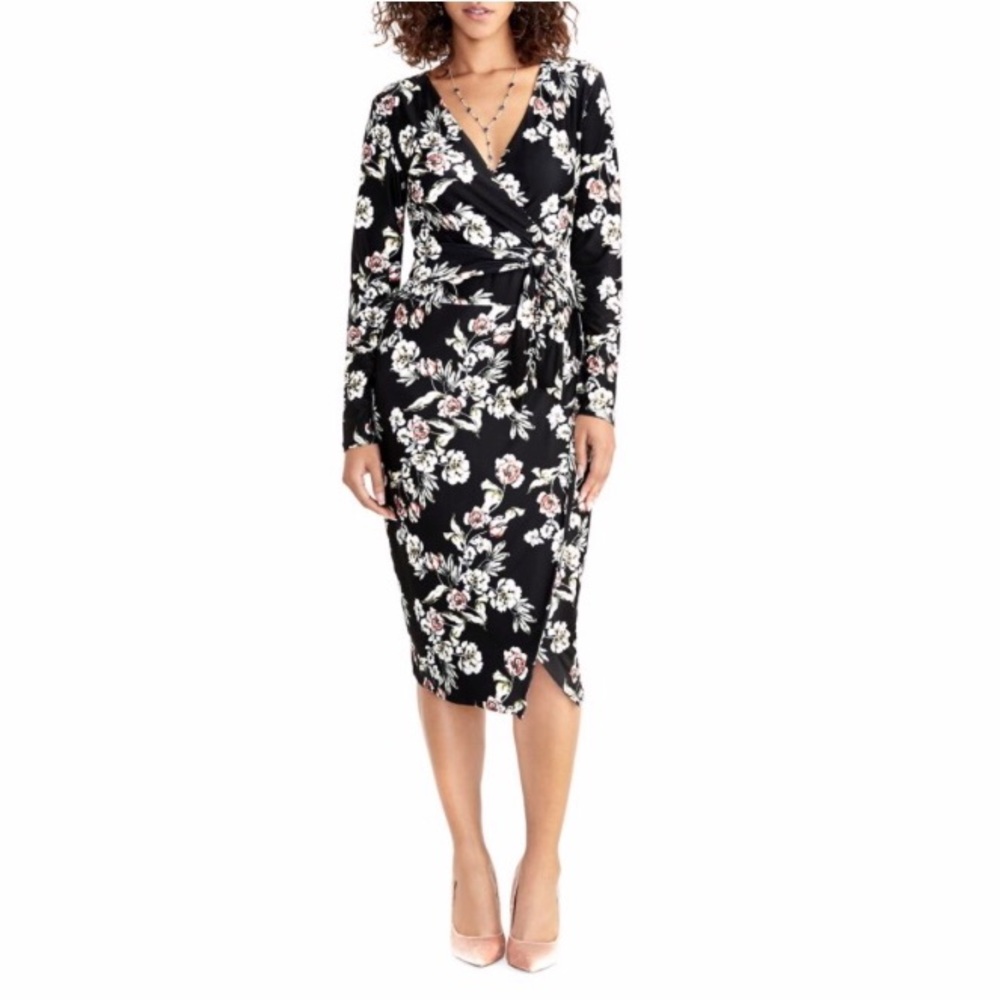 Black, floral, long sleeve (L) Rachel Roy dress